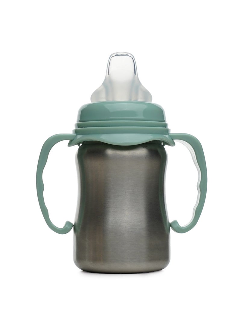 Tazza da apprendimento in acciaio inox 180 ml Thermobaby anti-perdita con beccuccio in silicone Verde - Kiabi