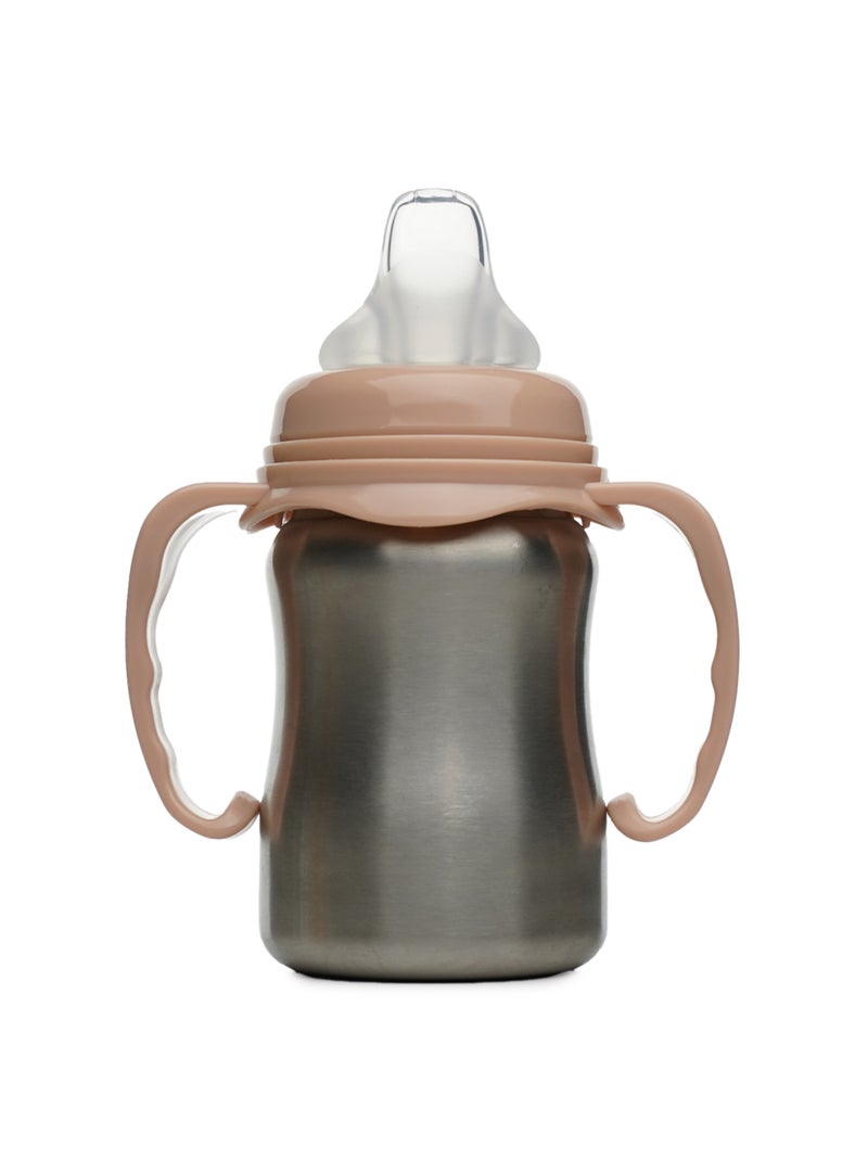 Tazza per imparare a bere isoterma Thermobaby in acciaio inox 18/10 con manici 180 ml Arancione - Kiabi