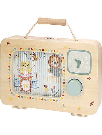Televisore interattivo in legno con orologio 24x5x17 cm WOOMAX