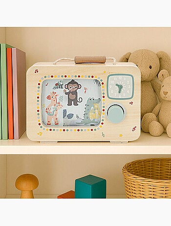Televisore interattivo in legno con orologio 24x5x17 cm WOOMAX