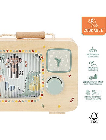 Televisore interattivo in legno con orologio 24x5x17 cm WOOMAX