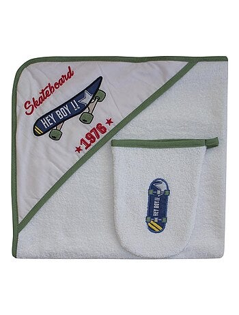 Telo da bagno + guanto "SKATE" Les Chatounets