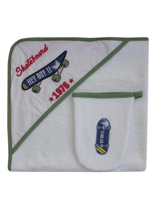 Telo da bagno + guanto "SKATE" Les Chatounets - Kiabi