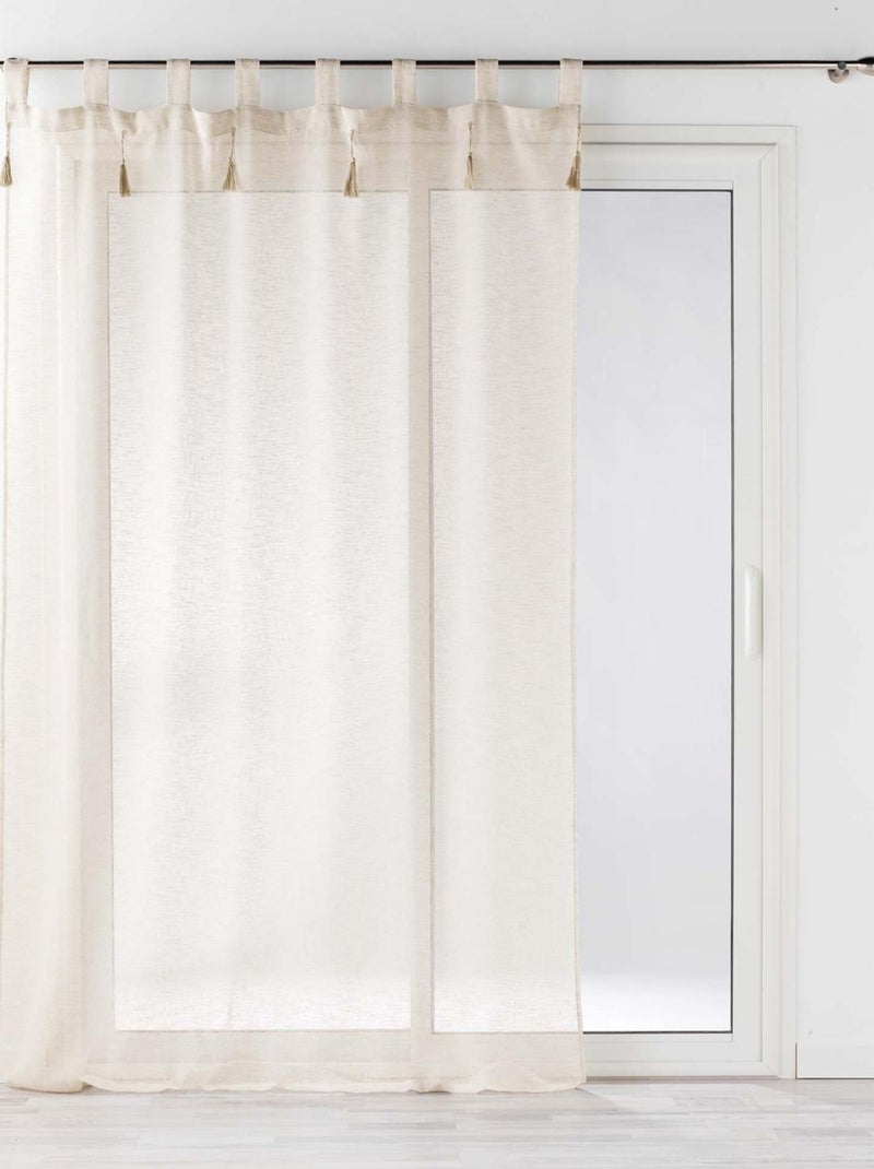 Telo effetto lino con nappine Beige - Kiabi
