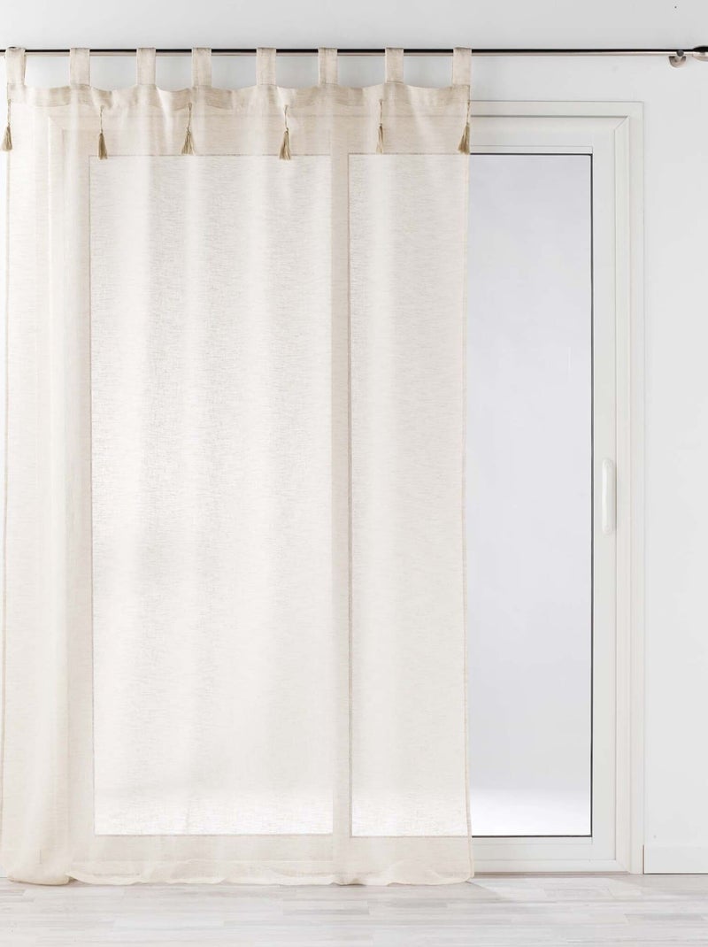 Telo effetto lino con nappine Beige - Kiabi