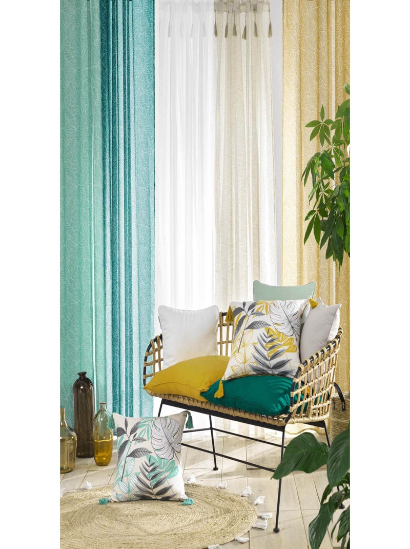 Telo effetto lino con nappine Beige - Kiabi
