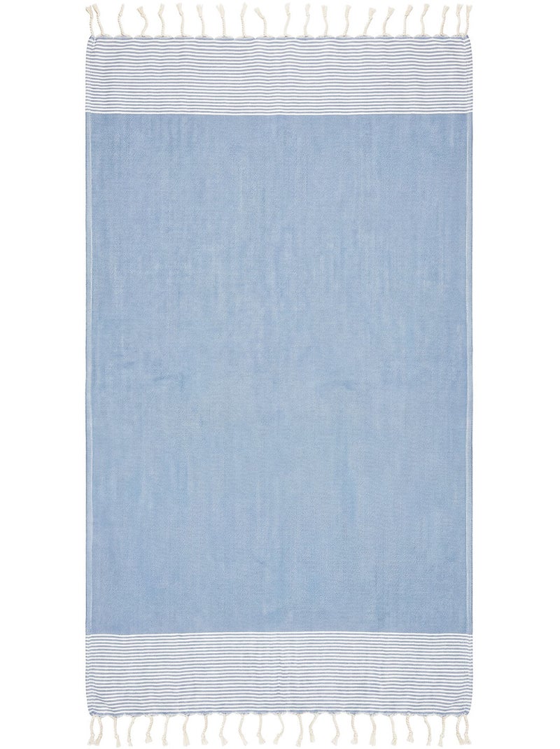 Telo fouta per bambini, asciugamano da spiaggia in cotone riciclato | Reva Blu cielo - Kiabi