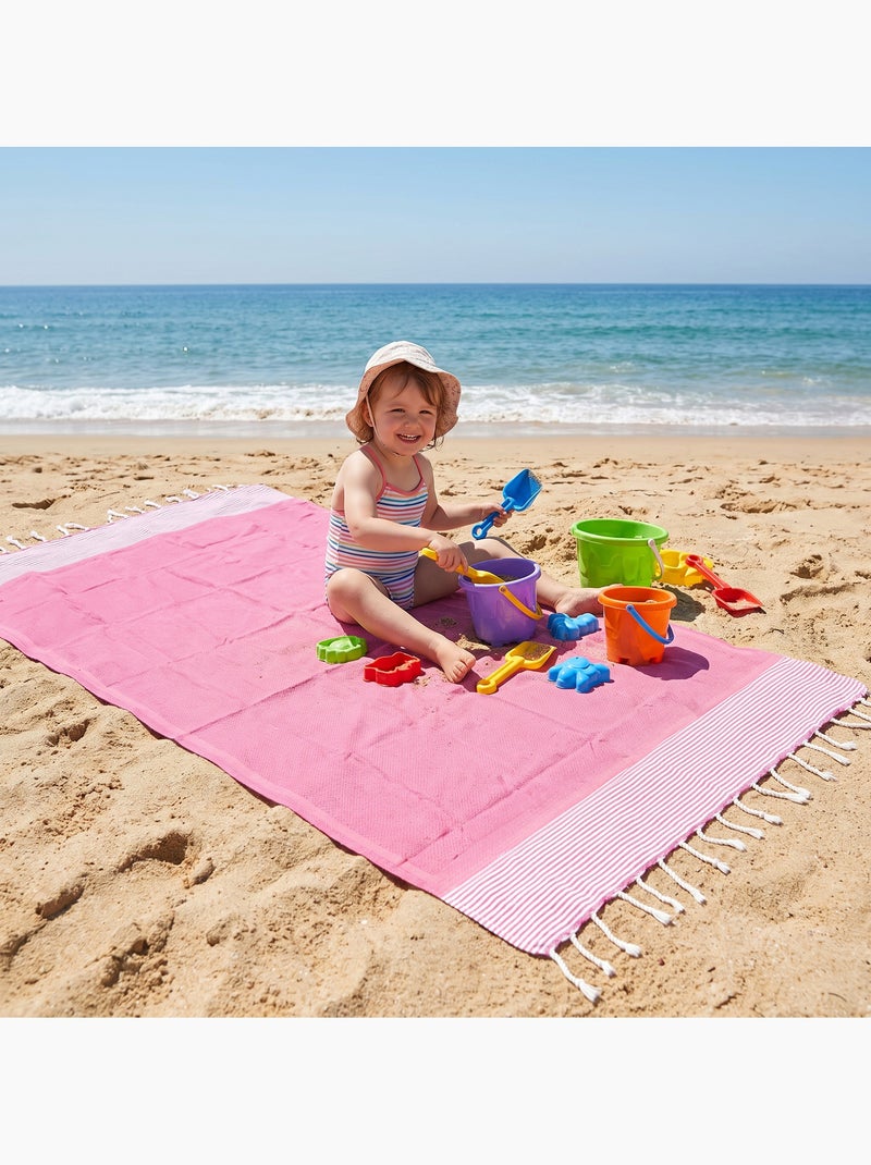 Telo fouta per bambini, asciugamano da spiaggia in cotone riciclato | Reva Rosa chiaro - Kiabi
