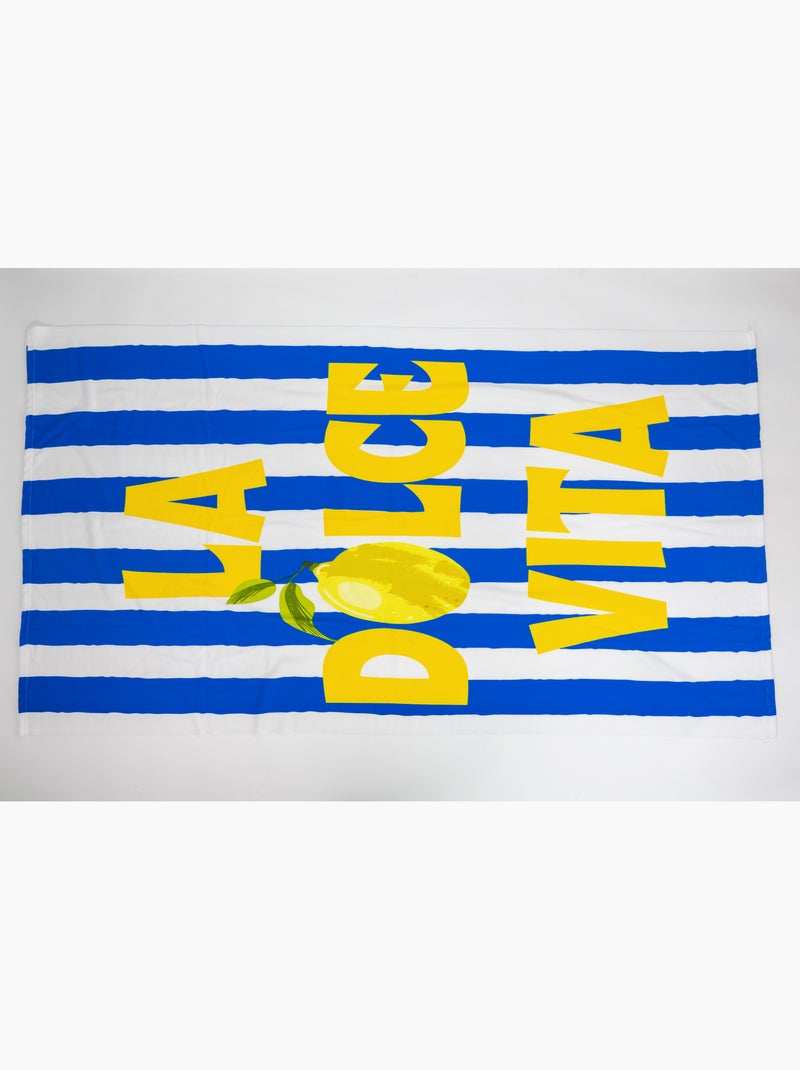 Telo Mare 100x180 cm 100% Poliestere | La Dolce Vita Limone Strisce Blu & Giallo Mediterraneo XL Nero Blu Bianco - Kiabi