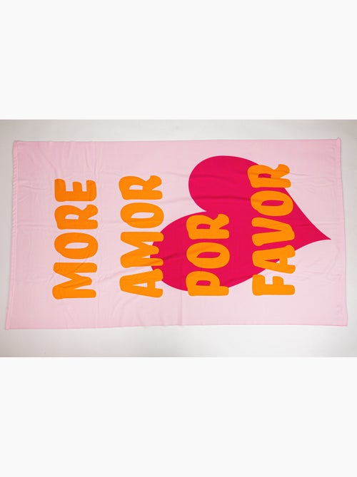 Telo Mare 100x180 cm 100% Poliestere | More Amor Por Favor Rosa Fucsia Arancione Cuore XL | Asciugat - Kiabi