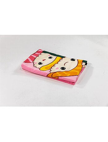 Telo Mare 70x140 cm 100% Poliestere | Kawaii Sushi & Rolls Impilati Rosa Strisce Giapponese