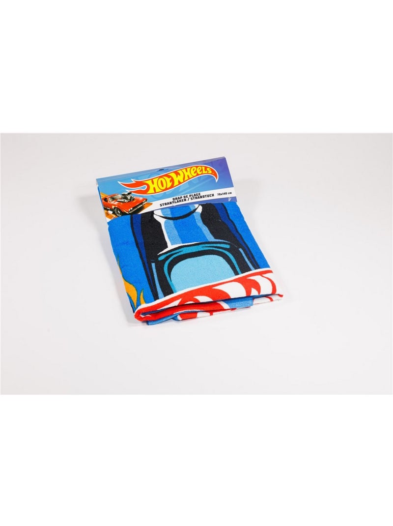 Telo Mare Bambino Hot Wheels 70x140 cm 100% Poliestere Nero Blu - Kiabi