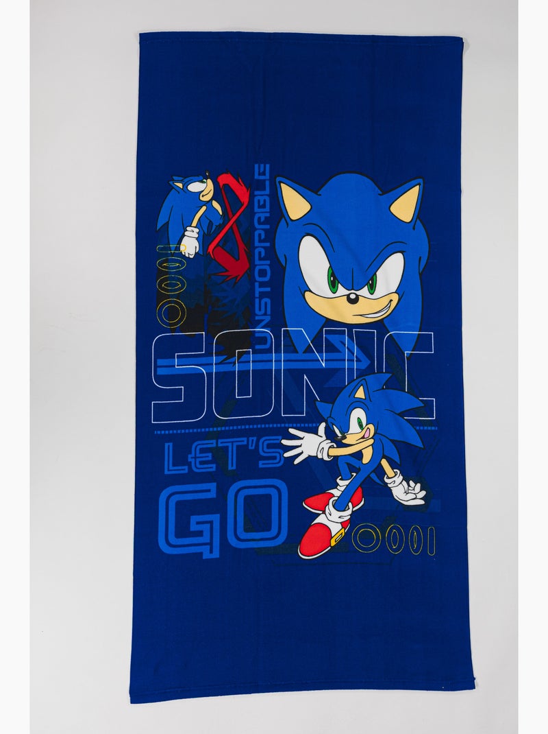Telo Mare Bambino Sonic the Hedgehog 70x140 cm 100% Poliestere Nero Blu - Kiabi