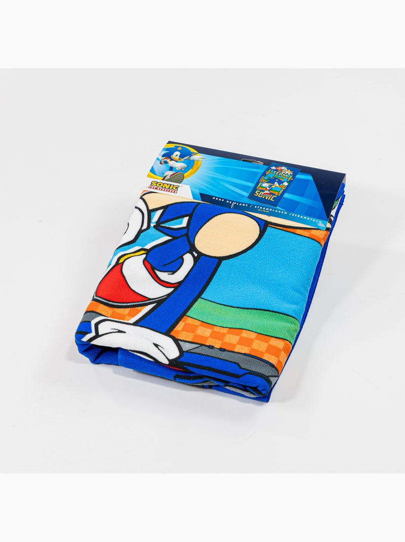 Telo Mare Bambino Team Sonic 70x140 cm 100% Poliestere Nero Blu - Kiabi