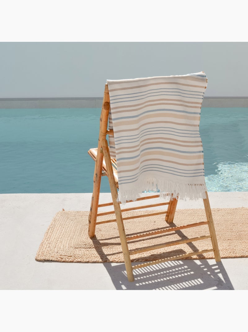 Telo pareo da spiaggia, tessuto in rilievo, fouta - Gamusi. Bianco Azzurro cielo Grigio - Kiabi
