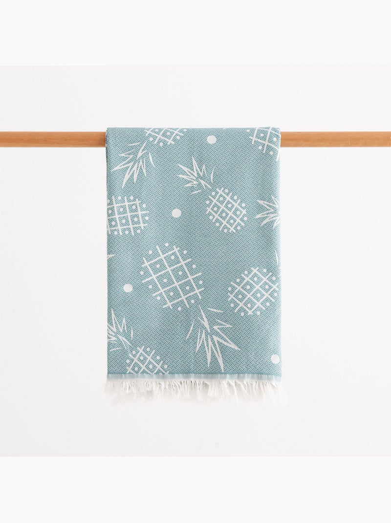 Telo pareo da spiaggia, tessuto in rilievo, fouta - Gamusi. Blu chiaro - Kiabi