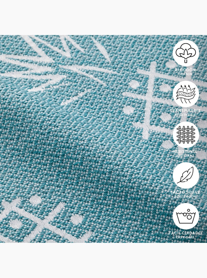 Telo pareo da spiaggia, tessuto in rilievo, fouta - Gamusi. Blu chiaro - Kiabi