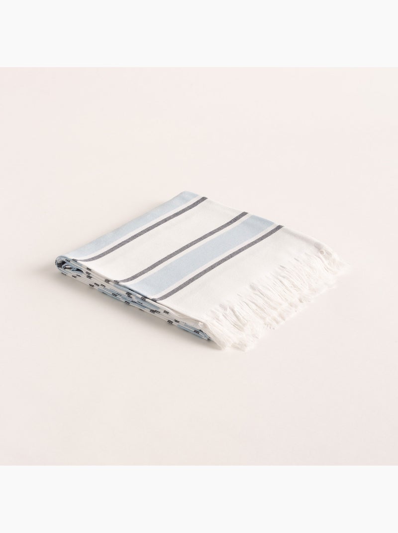 Telo pareo da spiaggia, tessuto in rilievo, fouta - Gamusi. Blu cielo - Kiabi