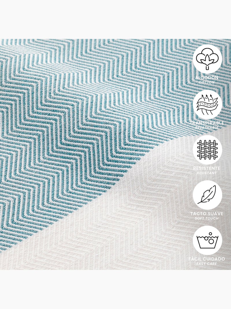 Telo pareo da spiaggia, tessuto in rilievo, fouta - Gamusi. Verde acqua - Kiabi