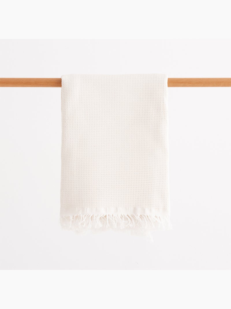 Telo pareo da spiaggia, tessuto nido, fouta - Gamusi. Bianco - Kiabi