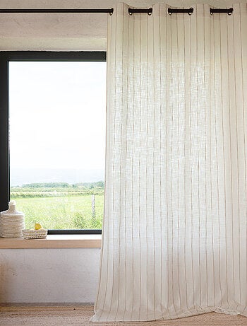 Tenda 100% cotone a righe beige LOURMARIN