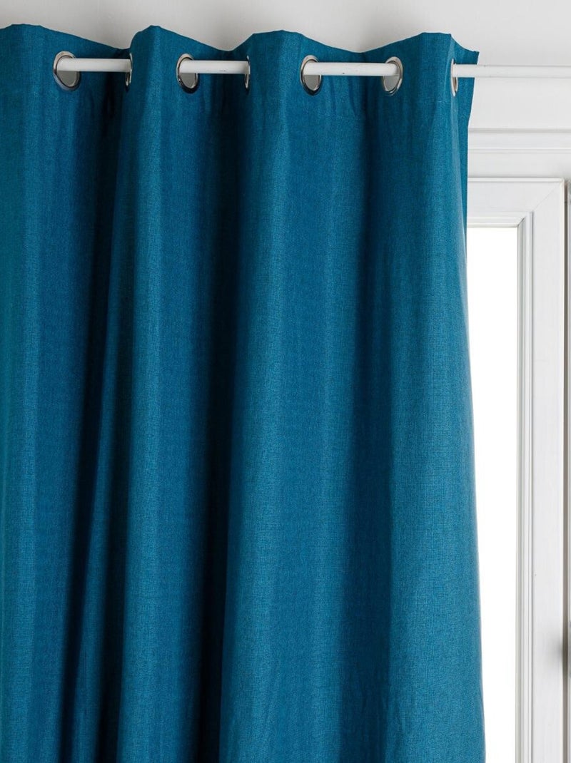 Tenda 100% oscurante rivestita in lino Blu pavone - Kiabi