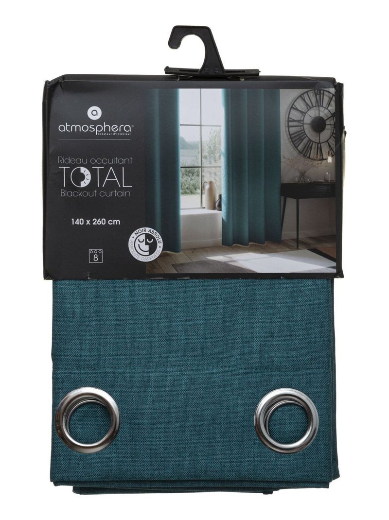 Tenda 100% oscurante rivestita in lino Blu pavone - Kiabi
