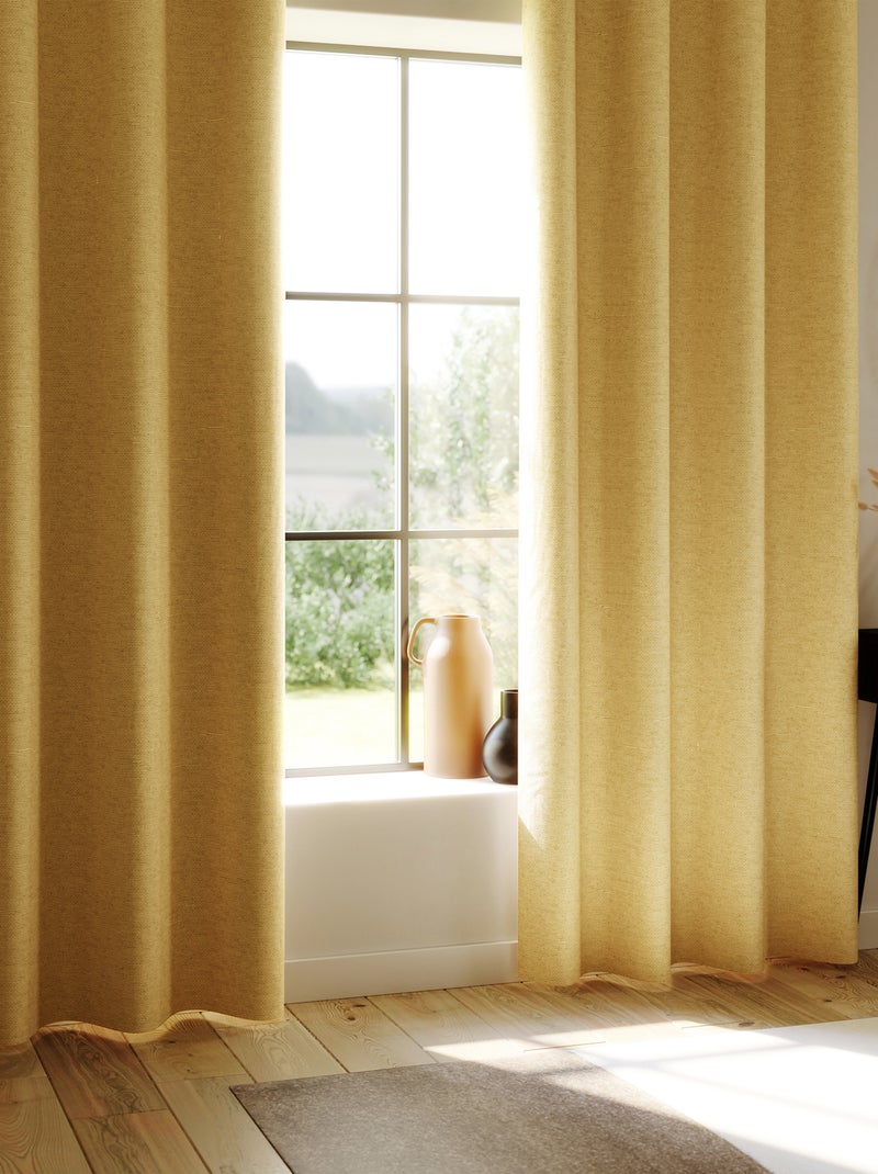Tenda 100% oscurante rivestita in lino Giallo scuro - Kiabi