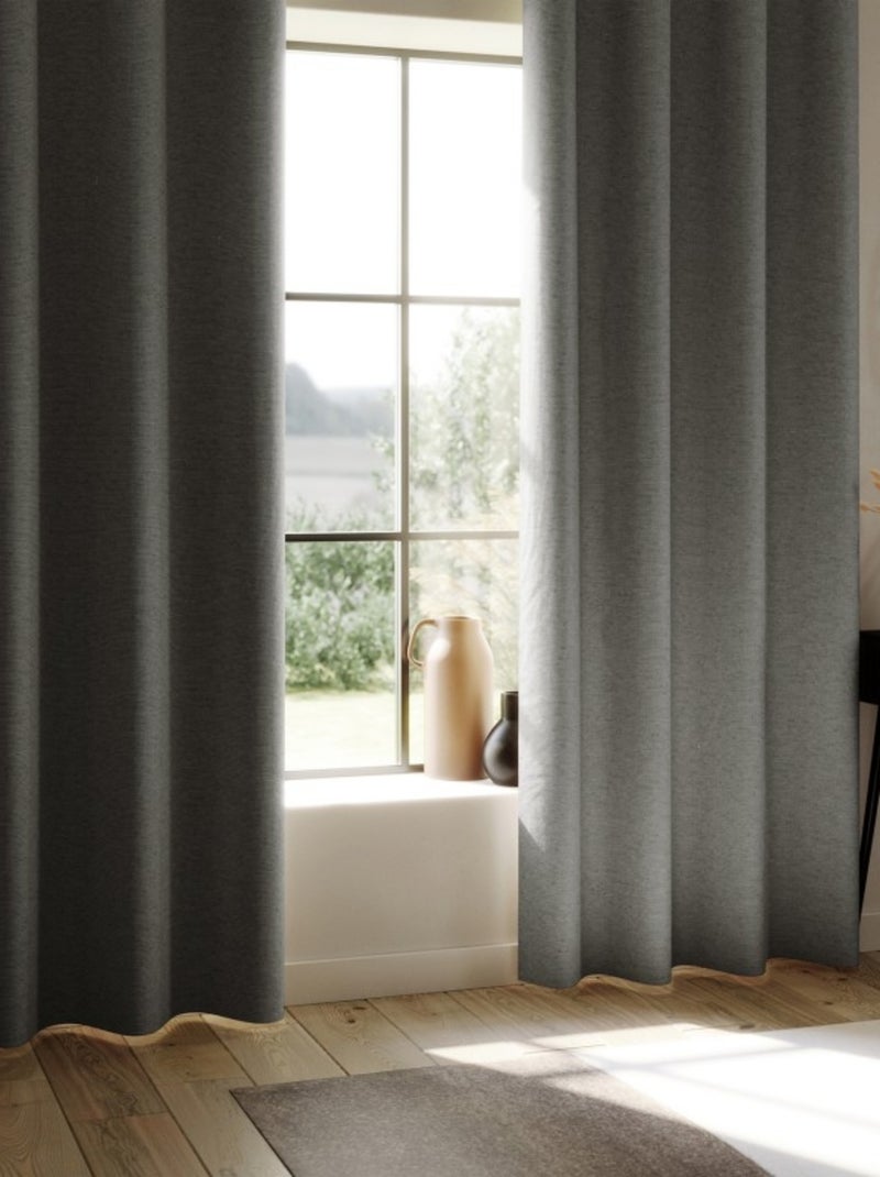 Tenda 100% oscurante rivestita in lino Grigio - Kiabi