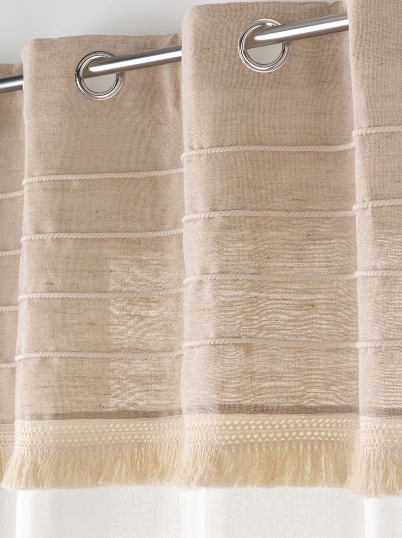 Tenda a occhielli in cotone e juta con riga strutturata Legno naturale - Kiabi