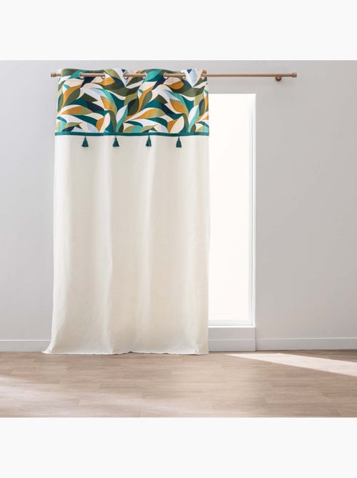 Tenda a occhielli in policotone con top grafico a fogliame e nappe - Kiabi