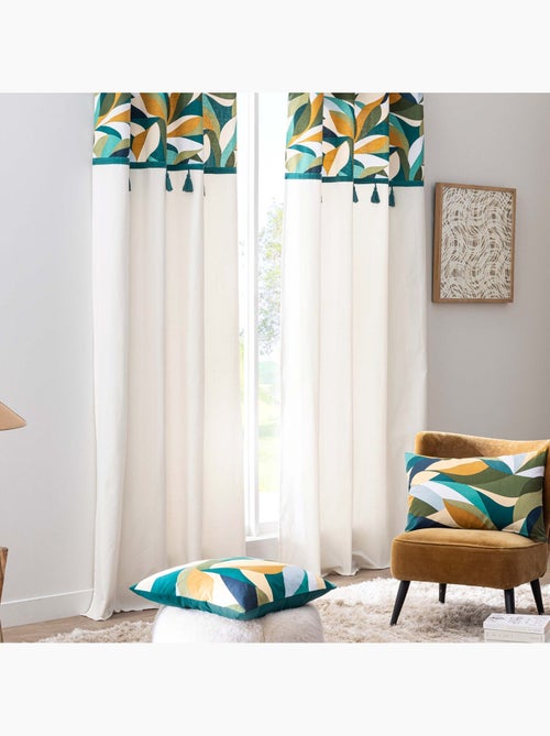 Tenda a occhielli in policotone con top grafico a fogliame e nappe - Kiabi