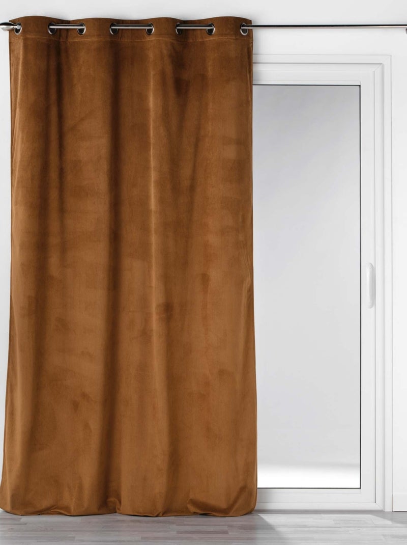 Tenda a occhielli in velluto a coste casual color salvia Marrone tabacco - Kiabi