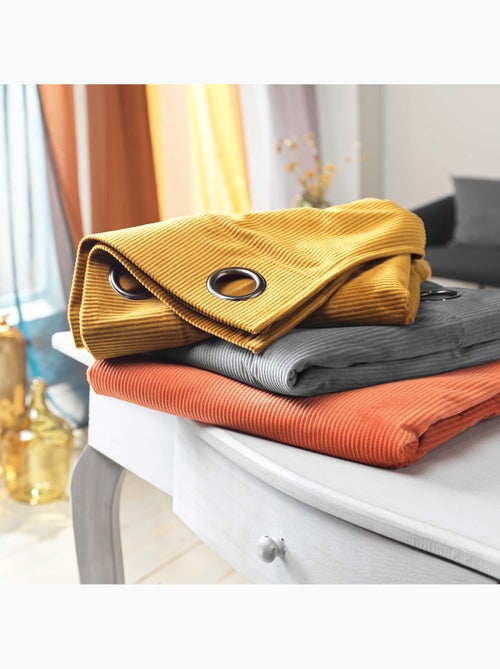 Tenda a occhielli in velluto a coste casual color salvia - Kiabi