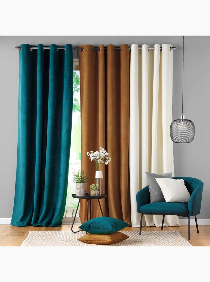 Tenda a occhielli in velluto a coste casual color salvia Marrone tabacco - Kiabi