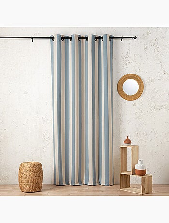Tenda a righe verticali in tessuto satinato con occhielli