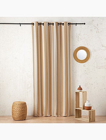 Tenda a righe verticali in tessuto satinato con occhielli