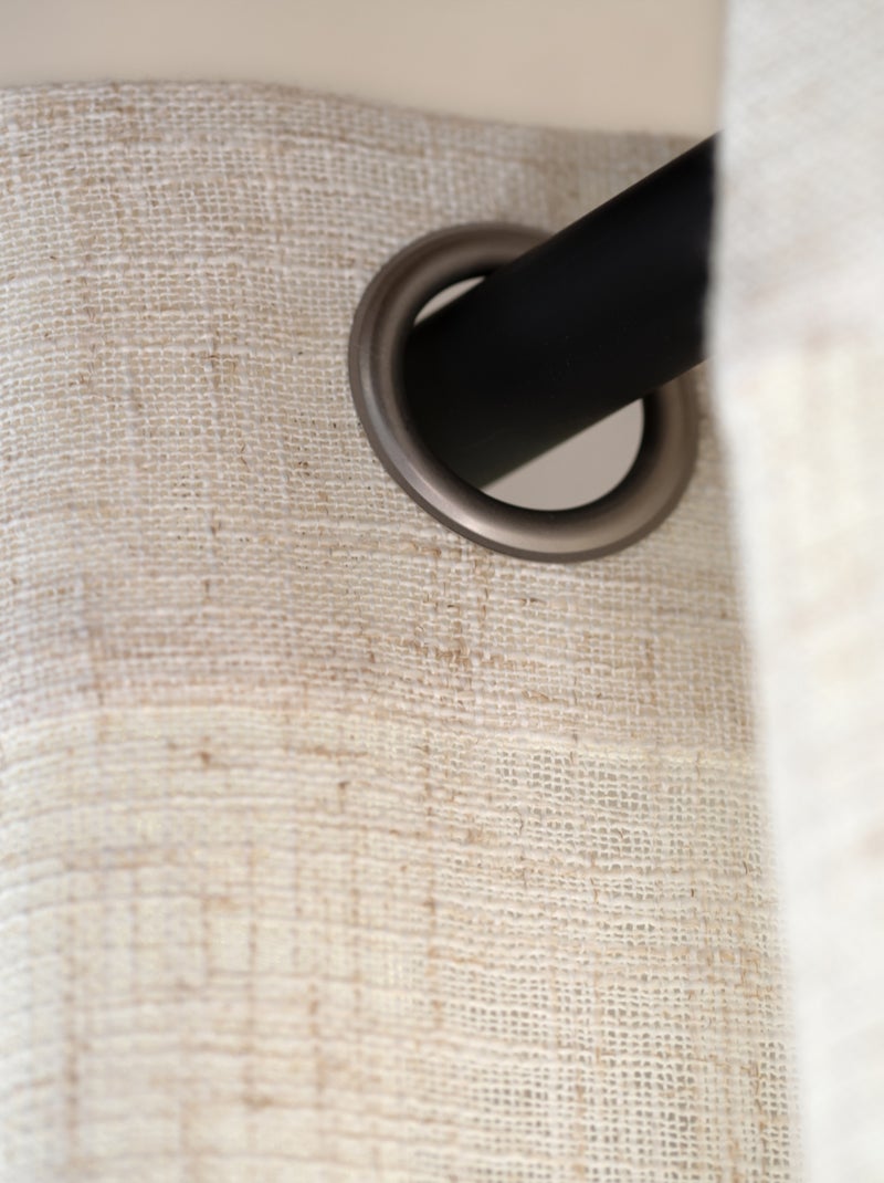 Tenda ad occhielli effetto lino naturale Beige chiaro - Kiabi