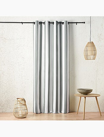 Tenda ad occhielli idrorepellente a righe per esterni