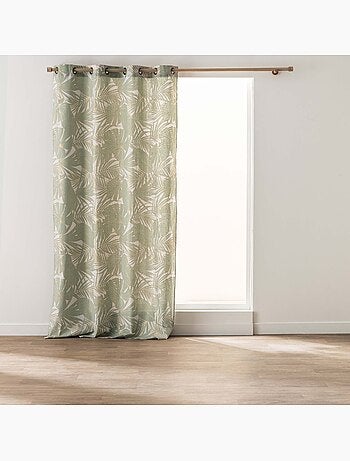 Tenda ad occhielli in policotone con foglie metalliche