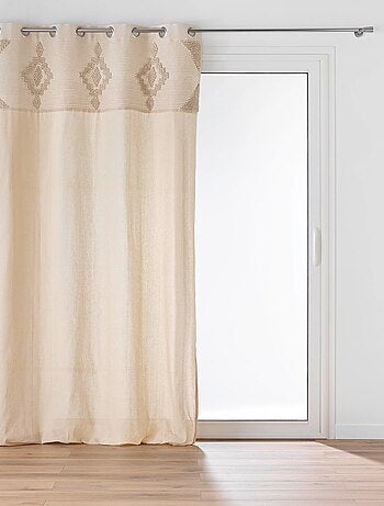 Tenda ad occhielli in policotone con striscia decorativa