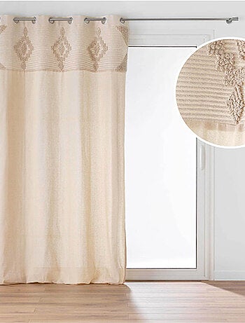Tenda ad occhielli in policotone con striscia decorativa