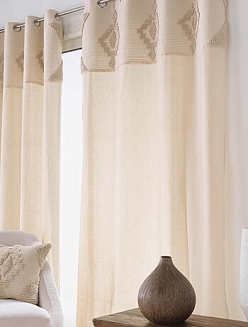 Tenda ad occhielli in policotone con striscia decorativa