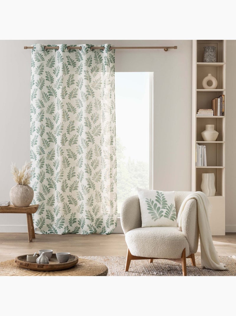 Tenda ad occhielli in polilina stampata con retino Verde - Kiabi
