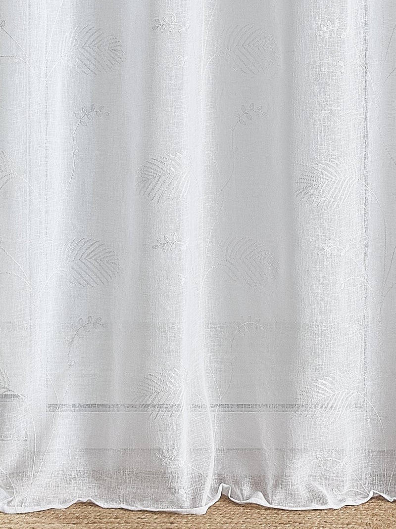 Tenda ad occhielli ricamata a foglie Bianco - Kiabi