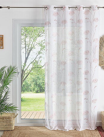 Tenda ad occhielli ricamata a foglie