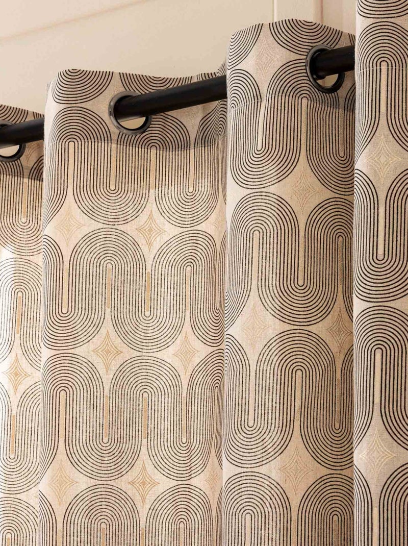 Tenda ad occhiello in policotone con motivo metallico Nero - Kiabi