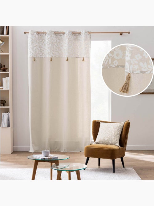 Tenda ad occhiello in policotone con top floreale e nappine - Kiabi