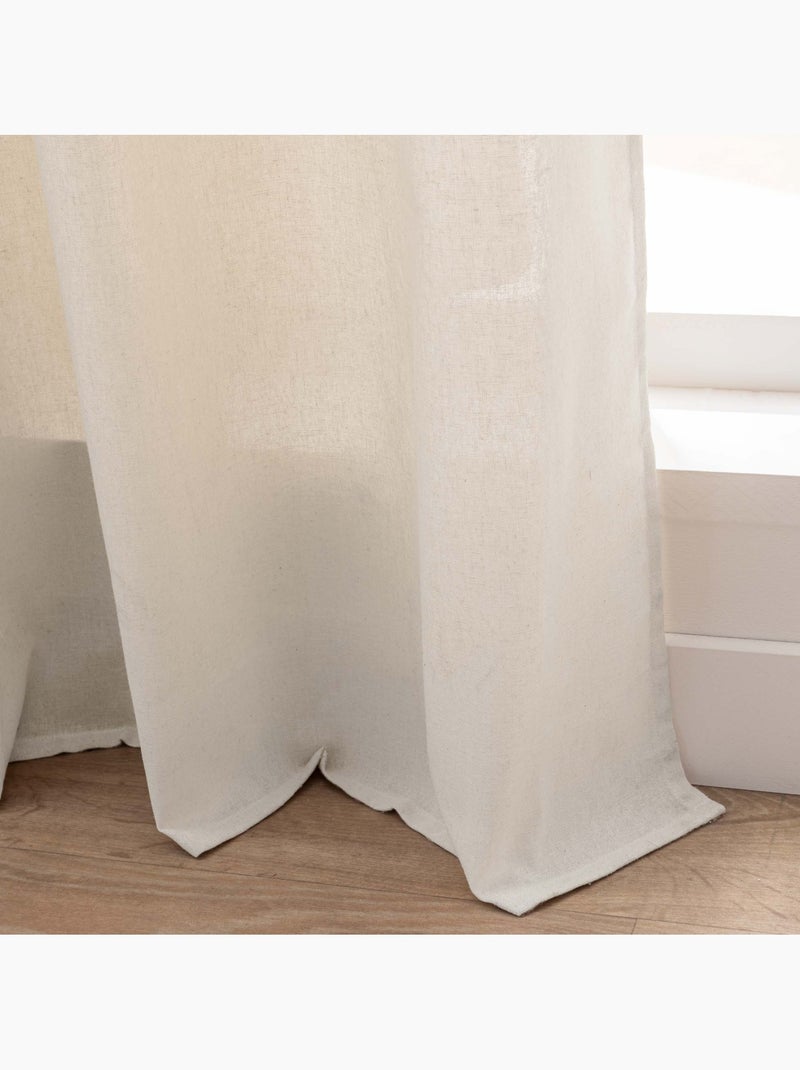 Tenda ad occhiello in policotone con top floreale e nappine Legno naturale - Kiabi