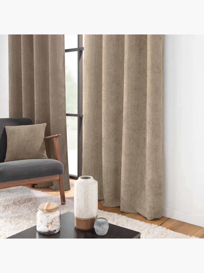 Tenda ad occhiello in velluto di ciniglia Beige sabbia - Kiabi